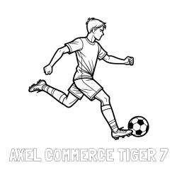 Online Created Coloring Page - AXEL COMMERCE TIGER 7 Coloring Page and Soccer Player in Action Coloring Page