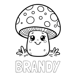 Online Created Coloring Page - BRANDY Coloring Page and Coloring Page of a Smiling Mushroom