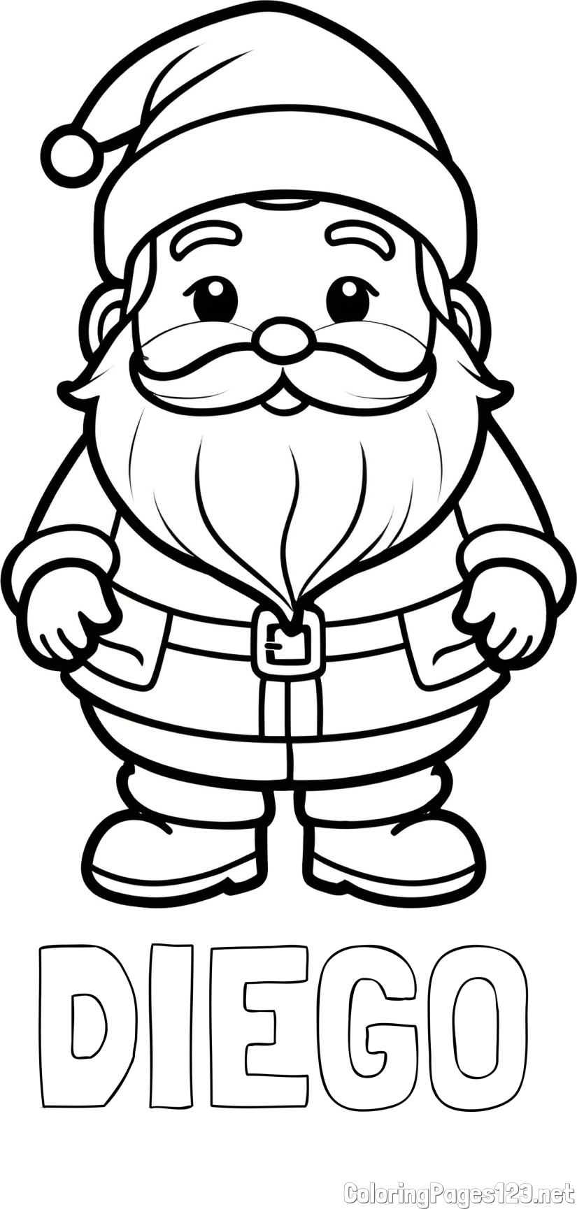 DIEGO Coloring Page and Adorable Santa Claus Coloring Page