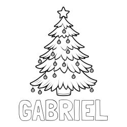 Online Created Coloring Page - GABRIEL Coloring Page and Christmas Tree with Star and Ornaments Coloring Page
