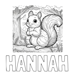 Online Created Coloring Page - HANNAH Coloring Page and Coloring Page of a Squirrel in a Forest