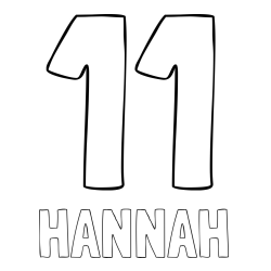 Online Created Coloring Page - HANNAH Coloring Page and Coloring Page of Number Eleven (11)