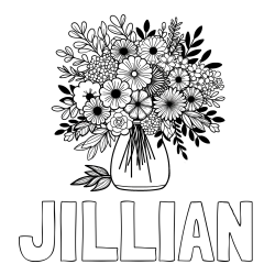 Online Created Coloring Page - JILLIAN Coloring Page and Flower Bouquet Coloring Page