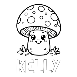 Online Created Coloring Page - KELLY Coloring Page and Coloring Page of a Smiling Mushroom
