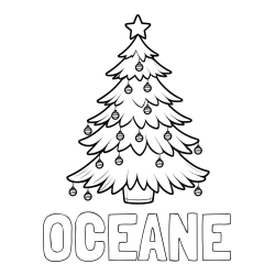 Online Created Coloring Page - OCEANE Coloring Page and Christmas Tree with Star and Ornaments Coloring Page
