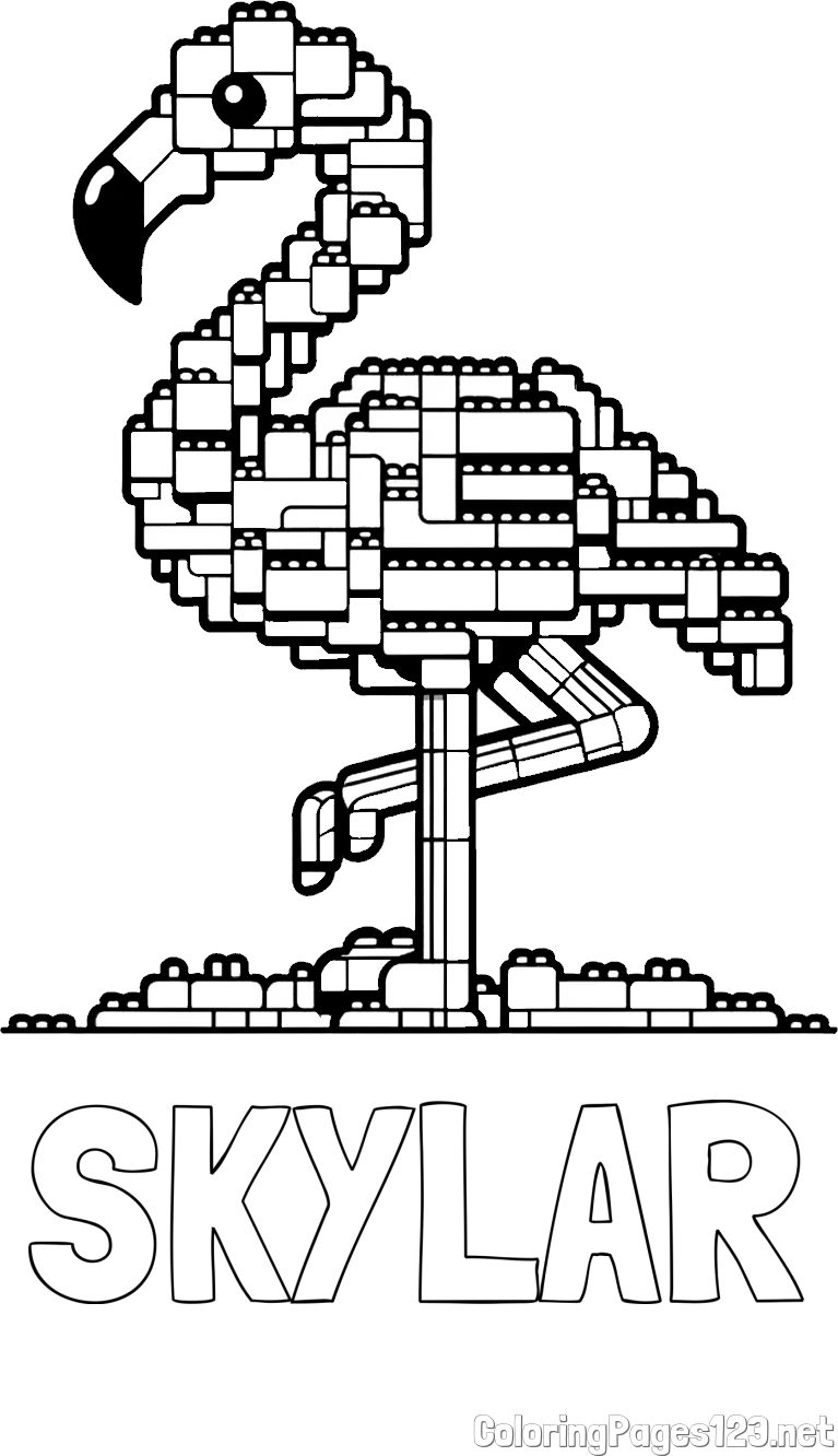 SKYLAR Coloring Page and Coloring Page of a LEGO Flamingo