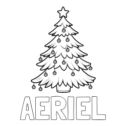 Online Created Coloring Page - AERIEL Coloring Page and Christmas Tree with Star and Ornaments Coloring Page