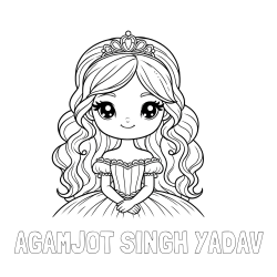 Online Created Coloring Page - AGAMJOT SINGH YADAV Coloring Page and Coloring Page of a Cute Princess with Big Eyes