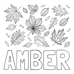 Online Created Coloring Page - AMBER Coloring Page and Autumn Leaves Coloring Page