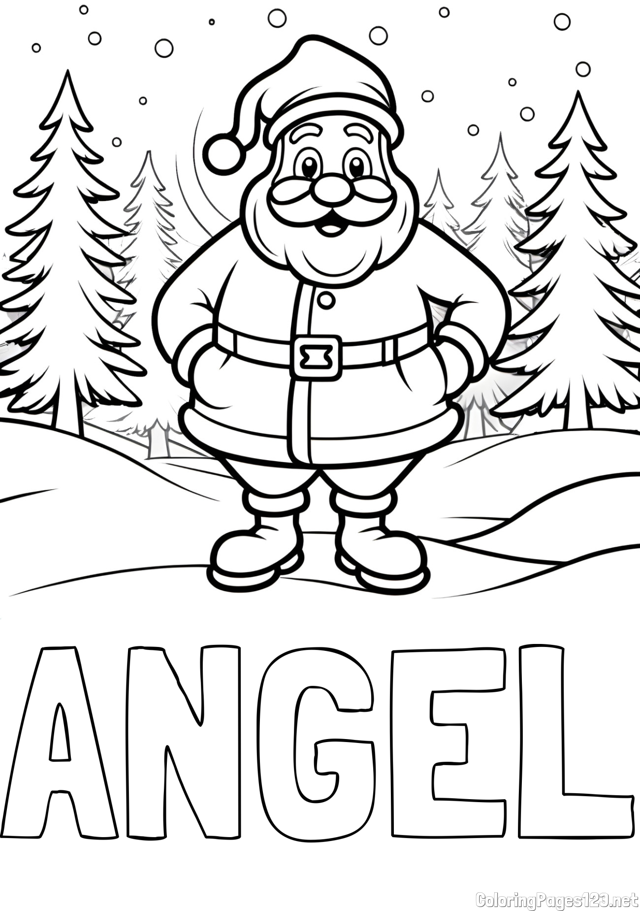 ANGEL Coloring Page and Santa Claus in the Forest Coloring Page