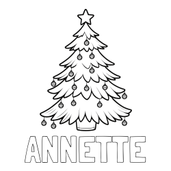 Online Created Coloring Page - ANNETTE Coloring Page and Christmas Tree with Star and Ornaments Coloring Page