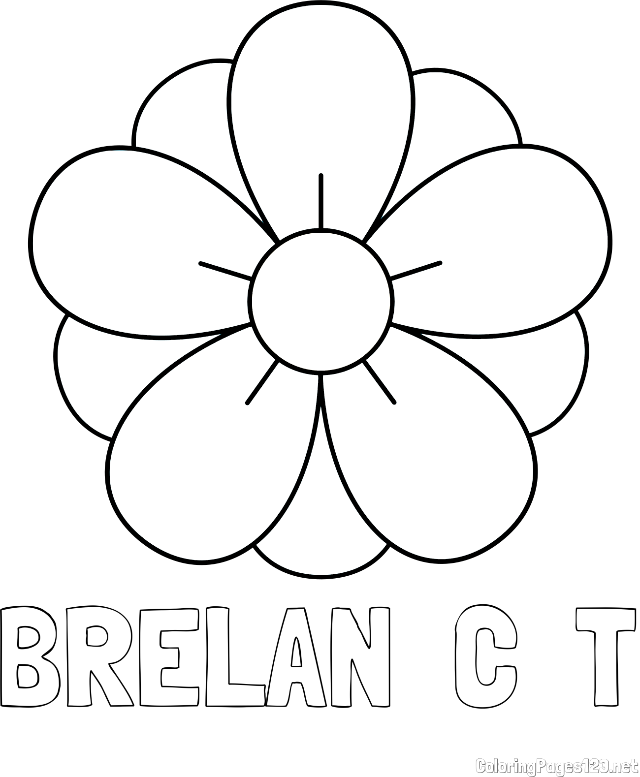 BRELAN  C  T Coloring Page and Flower Without Stem Coloring Page