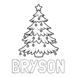 Online Created Coloring Page - BRYSON Coloring Page and Christmas Tree with Star and Ornaments Coloring Page