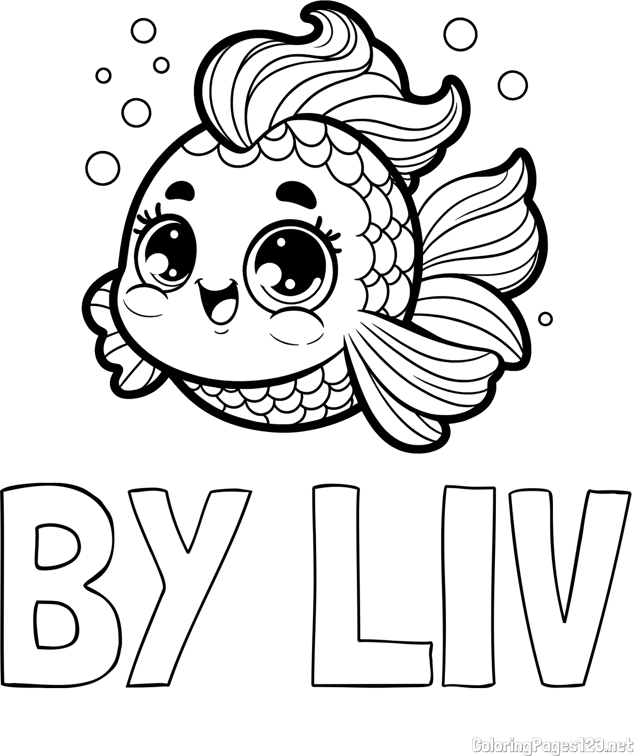 BY LIV Coloring Page and Coloring Page of a Fish with Lots of Fins