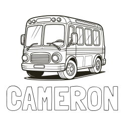 Online Created Coloring Page - CAMERON Coloring Page and Coloring Page of a Big Bus