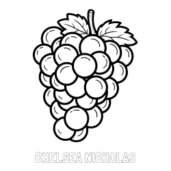 Online Created Coloring Page - CHELSEA NICHOLAS Coloring Page and Simple Grape Cluster Coloring Page for Kids