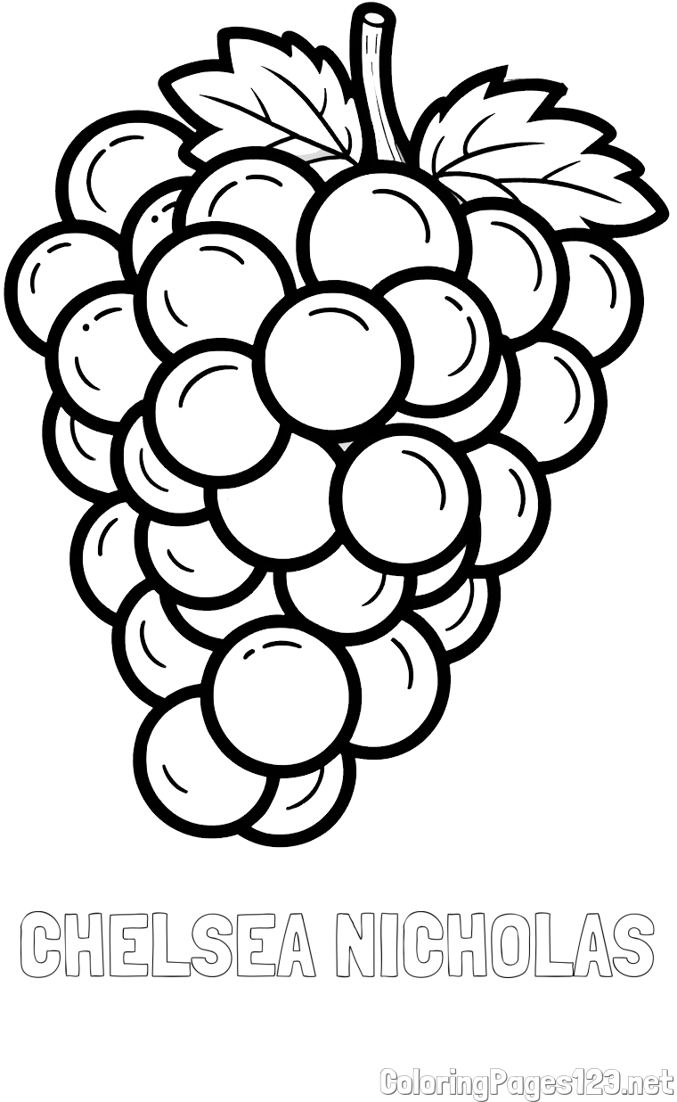 CHELSEA NICHOLAS Coloring Page and Simple Grape Cluster Coloring Page for Kids