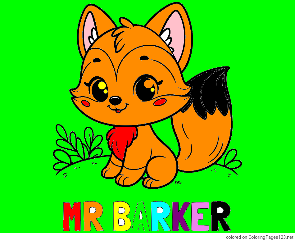 Colored coloring page - MR BARKER Coloring Page and Cute Fox Coloring Page
