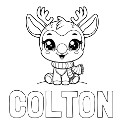 Online Created Coloring Page - COLTON Coloring Page and Free Coloring Page of Adorable Rudolph