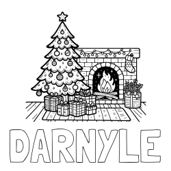 Online Created Coloring Page - DARNYLE Coloring Page and Coloring Page of a Christmas Tree with Presents and a Fireplace