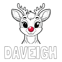 Online Created Coloring Page - DAVEIGH Coloring Page and Coloring Page of Rudolph the Red-Nosed Reindeer