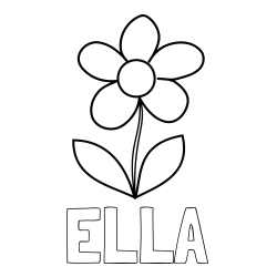 Online Created Coloring Page - ELLA Coloring Page and Simple Flower Coloring Page