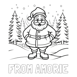 Online Created Coloring Page - FROM AMORIE Coloring Page and Santa Claus in the Forest Coloring Page