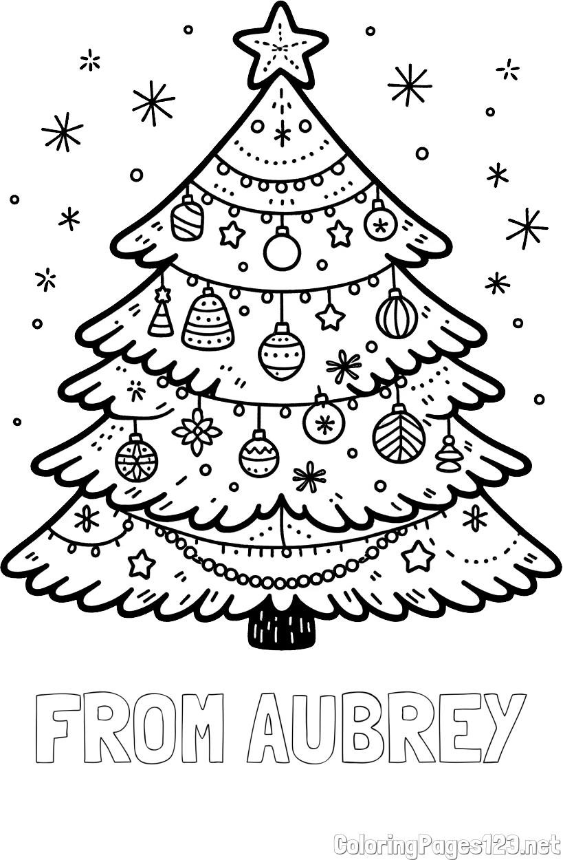 FROM AUBREY Coloring Page and Coloring Page of a Beautiful Christmas Tree
