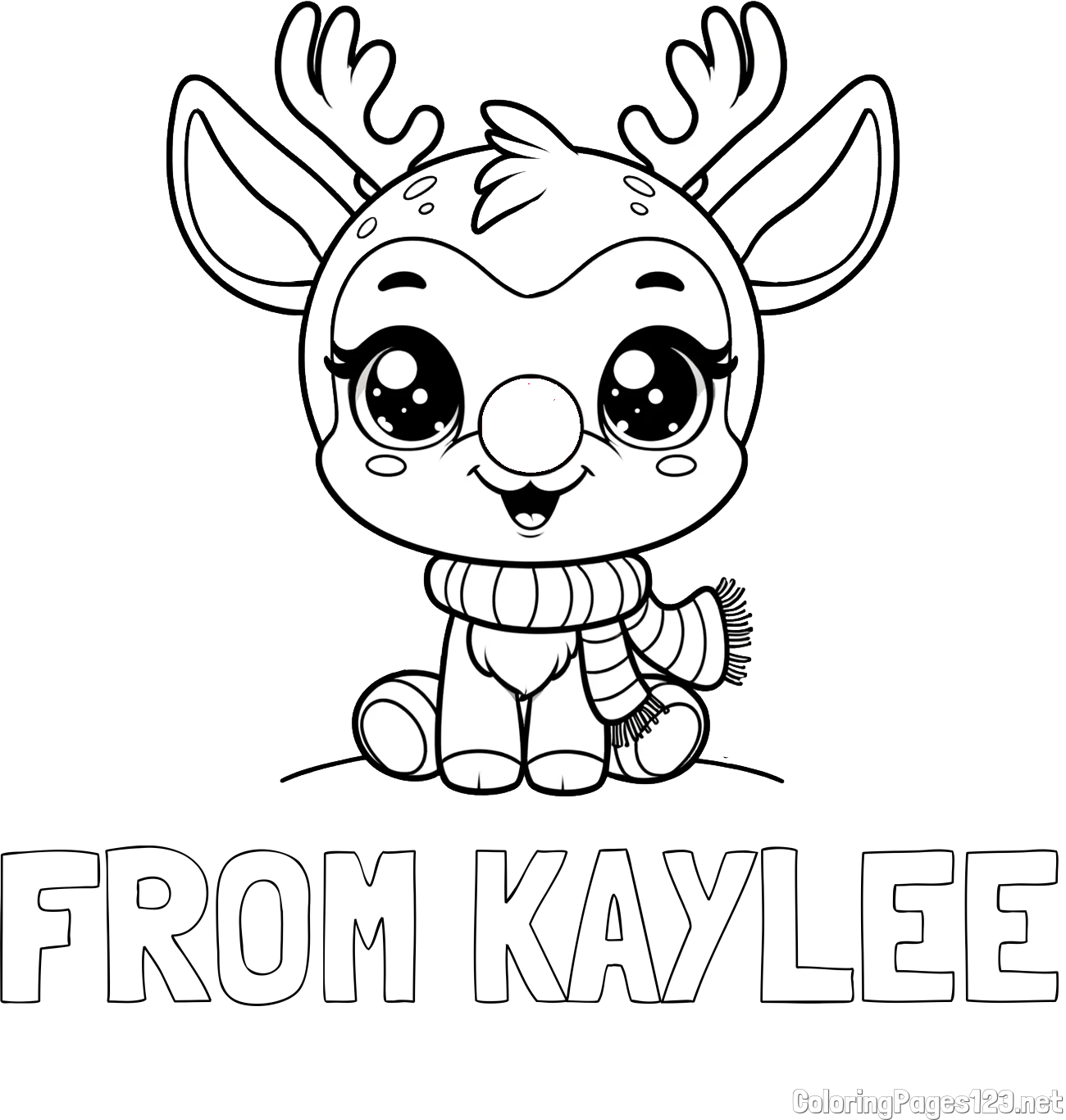 FROM KAYLEE Coloring Page and Free Coloring Page of Adorable Rudolph