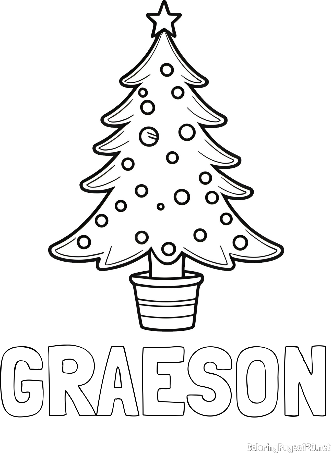 GRAESON Coloring Page and Beautiful Christmas Tree Coloring Page