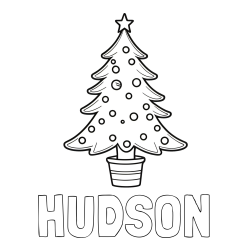 Online Created Coloring Page - HUDSON Coloring Page and Beautiful Christmas Tree Coloring Page