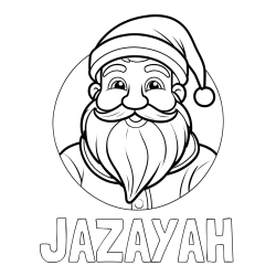 Online Created Coloring Page - JAZAYAH Coloring Page and Smiling Santa Claus in a Circle Coloring Page