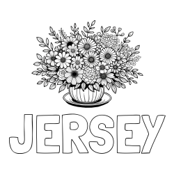 Online Created Coloring Page - JERSEY Coloring Page and Beautiful Bouquet of Flowers Coloring Page