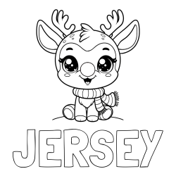 Online Created Coloring Page - JERSEY Coloring Page and Free Coloring Page of Adorable Rudolph