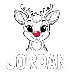 Online Created Coloring Page - JORDAN Coloring Page and Coloring Page of Rudolph the Red-Nosed Reindeer