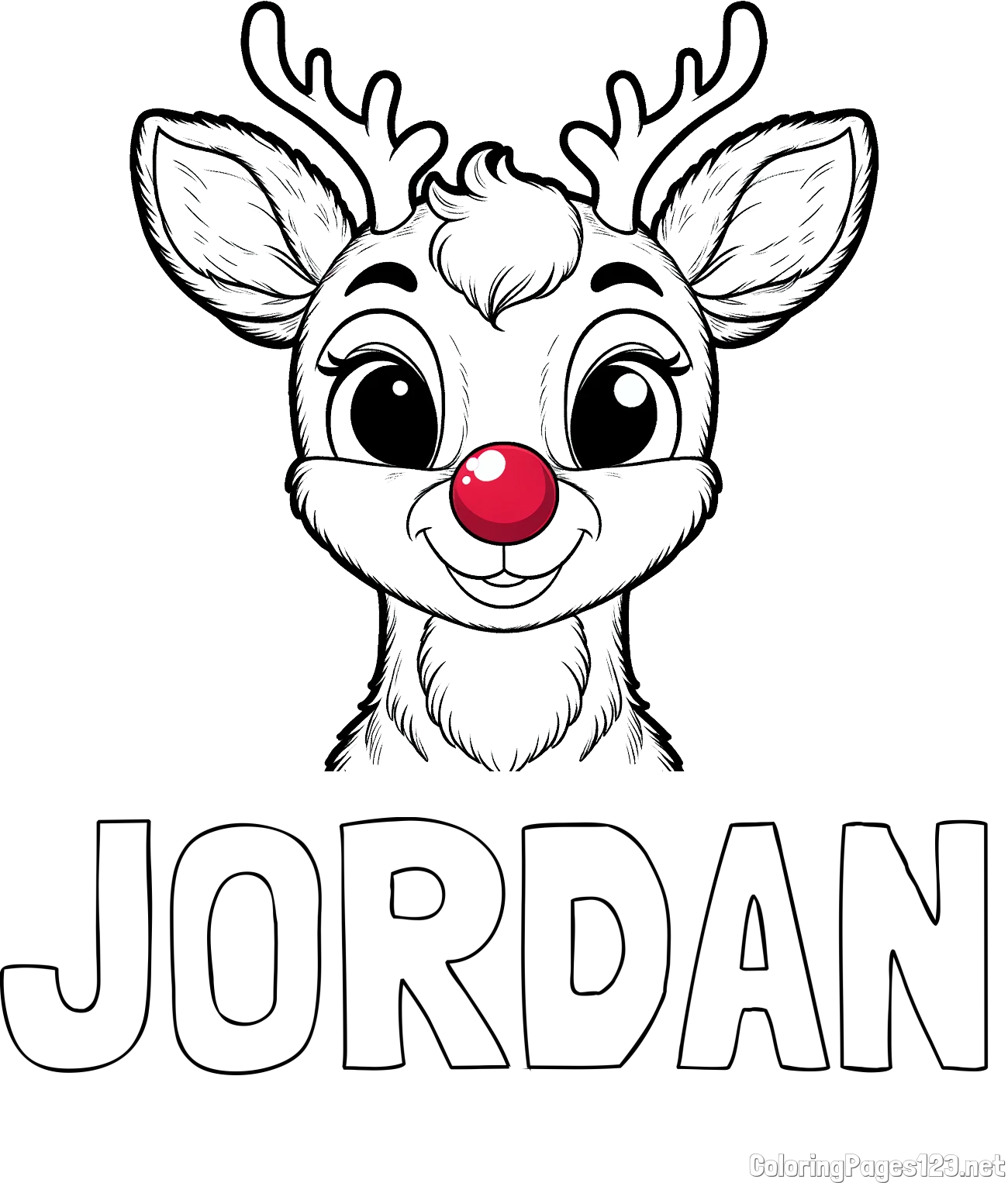 JORDAN Coloring Page and Coloring Page of Rudolph the Red-Nosed Reindeer