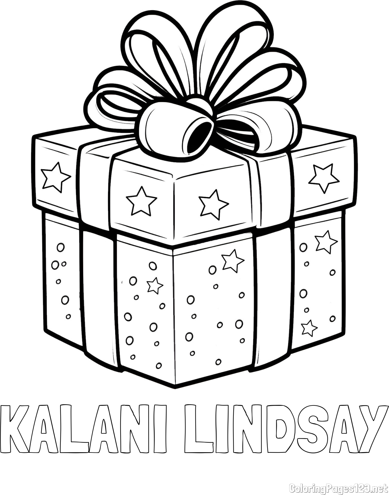 KALANI LINDSAY Coloring Page and Christmas Gift Coloring Page