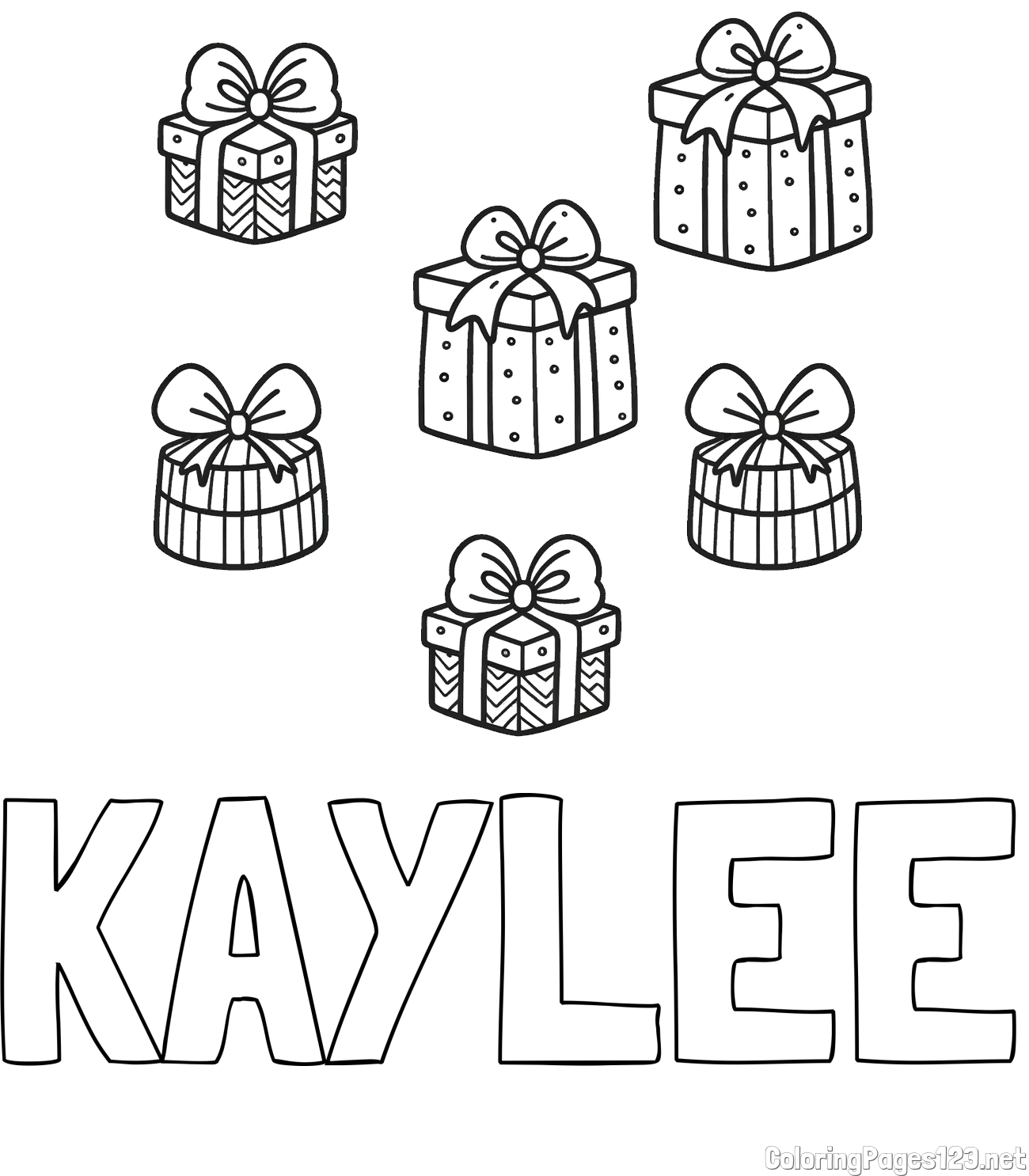 KAYLEE Coloring Page and Cute Coloring Page of Christmas Presents