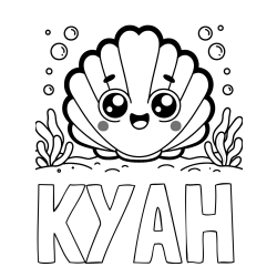 Online Created Coloring Page - KYAH Coloring Page and Smiling Seashell Coloring Page for Kids