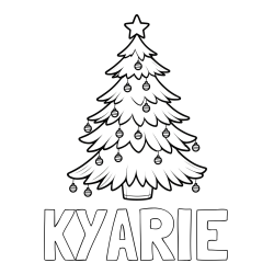 Online Created Coloring Page - KYARIE Coloring Page and Christmas Tree with Star and Ornaments Coloring Page