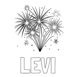 Online Created Coloring Page - LEVI Coloring Page and Big Fireworks Coloring Page