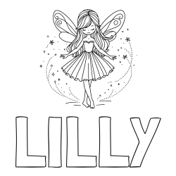 Online Created Coloring Page - LILLY Coloring Page and Coloring Page of a Cute Magical Fairy