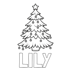 Online Created Coloring Page - LILY Coloring Page and Christmas Tree with Star and Ornaments Coloring Page
