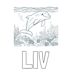 Online Created Coloring Page - LIV Coloring Page and Coloring Page of a Cute Dolphin Swimming in the Sea