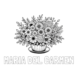 Online Created Coloring Page - MARIA DEL CARMEN Coloring Page and Beautiful Bouquet of Flowers Coloring Page