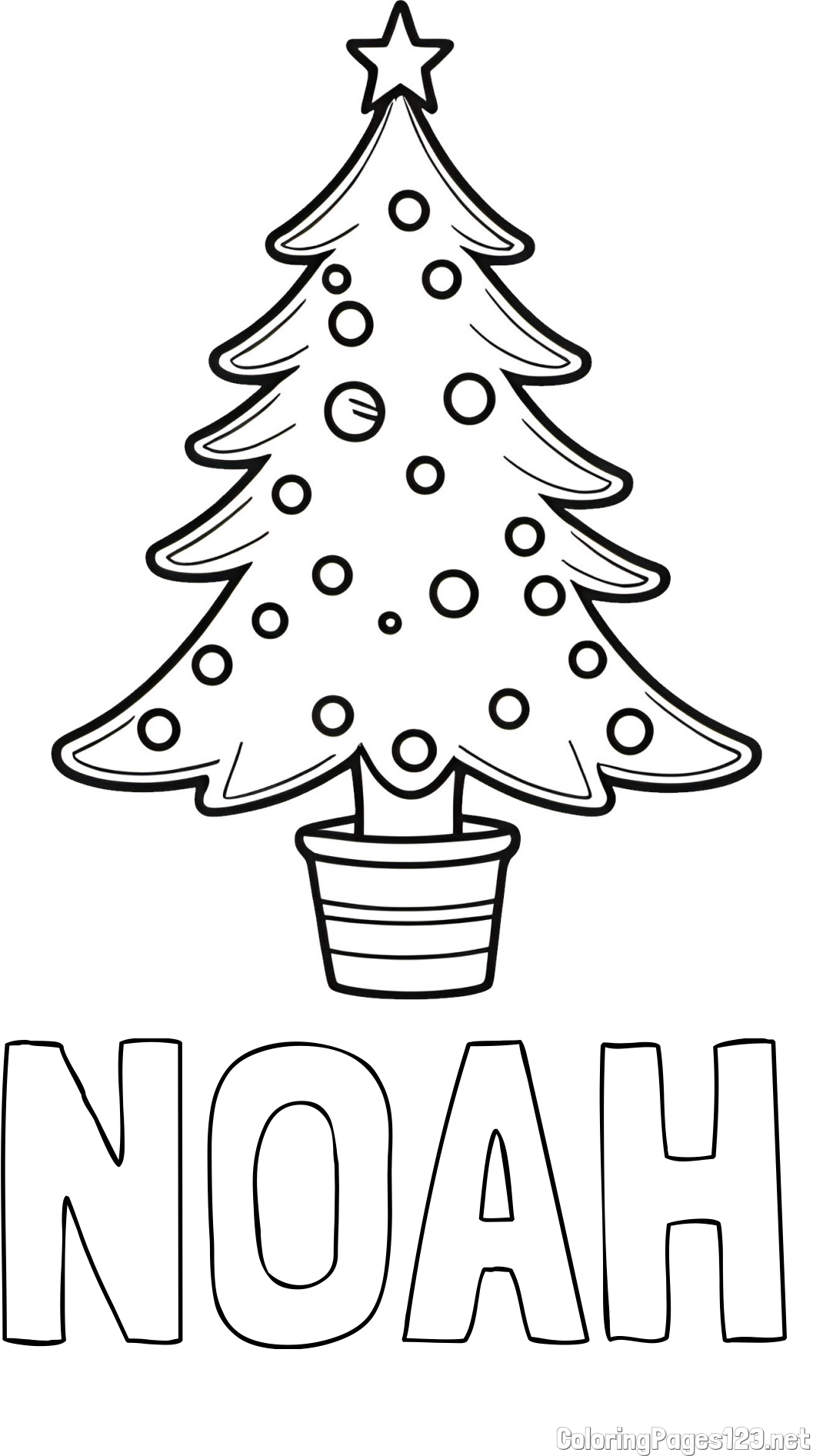 NOAH Coloring Page and Beautiful Christmas Tree Coloring Page