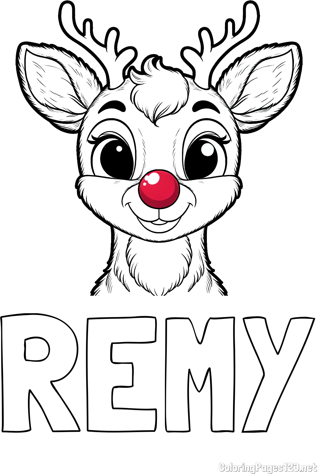 REMY Coloring Page and Coloring Page of Rudolph the Red-Nosed Reindeer