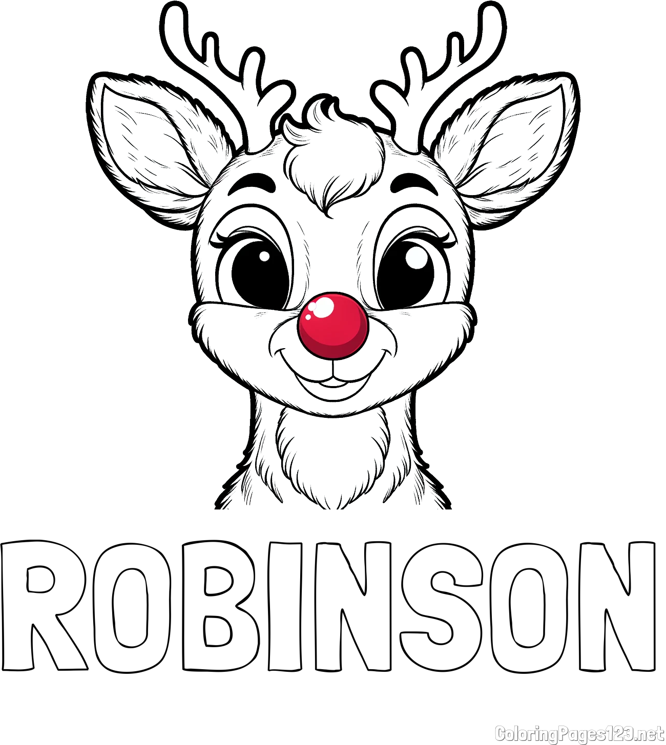 ROBINSON Coloring Page and Coloring Page of Rudolph the Red-Nosed Reindeer