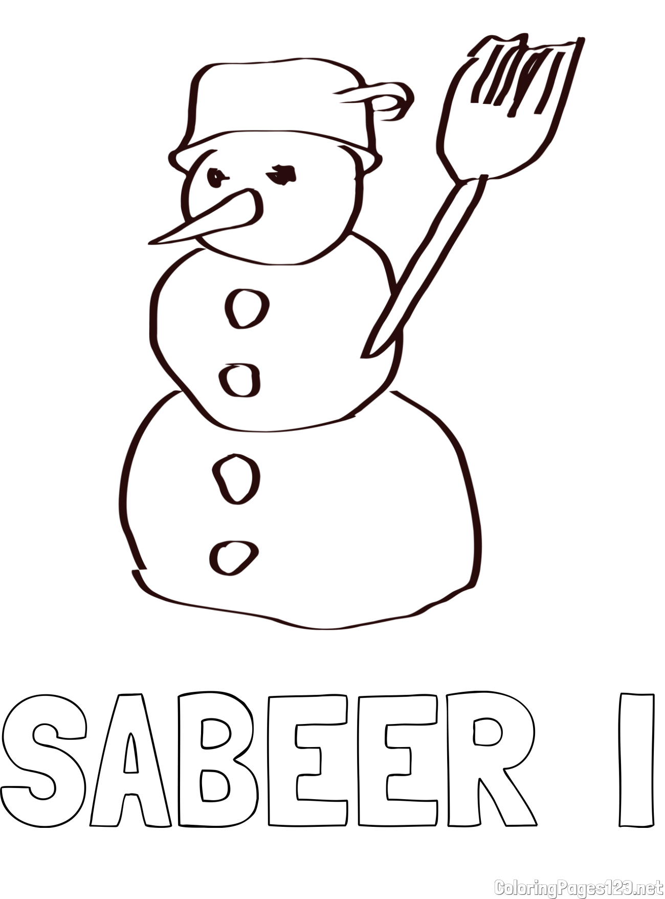 SABEER  I Coloring Page and Coloring Page of a Simple Snowman