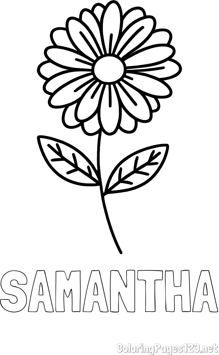 SAMANTHA Coloring Page and Flower Coloring Page